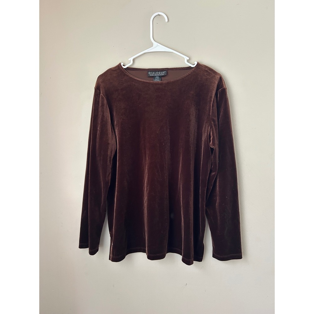 Velvet Top Womens Size‎ S Brown Long Sleeve Soft Glam Witchy Goth Goblincore